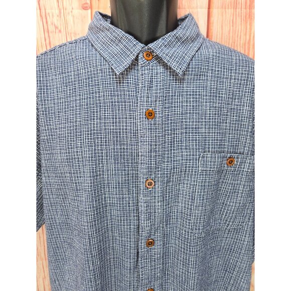 Orvis Mens Classic Fit Short Sleeve Shirt XXL Blue Check Hemp Blend - Picture 3 of 8